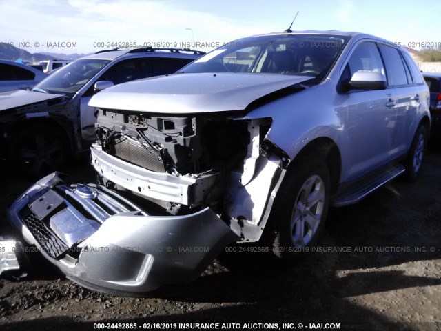 2FMDK3JC0EBA10812 - 2014 FORD EDGE SEL SILVER photo 2