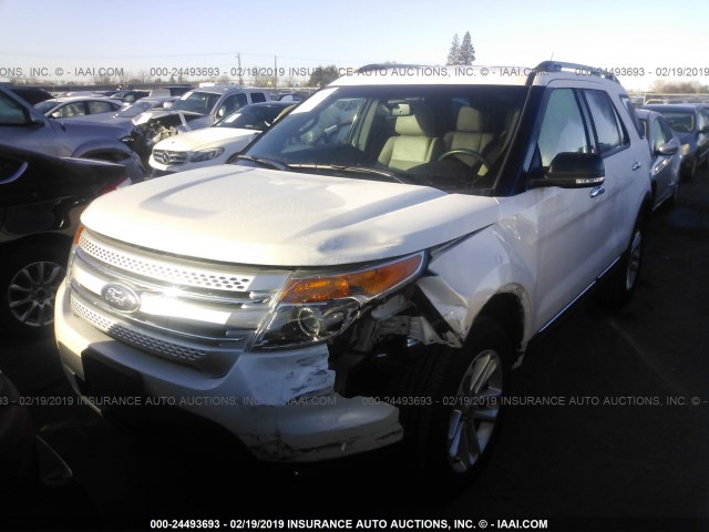 1FM5K8D89DGC16551 - 2013 FORD EXPLORER XLT WHITE photo 2