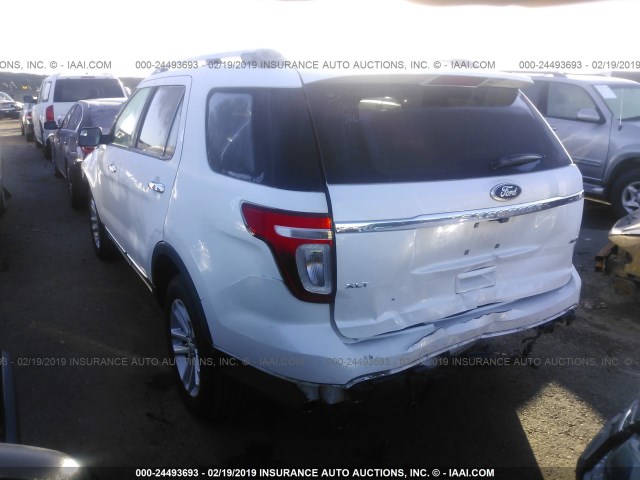 1FM5K8D89DGC16551 - 2013 FORD EXPLORER XLT WHITE photo 3