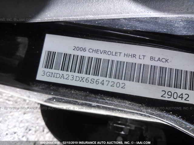 3GNDA23DX6S647202 - 2006 CHEVROLET HHR LT BLACK photo 9