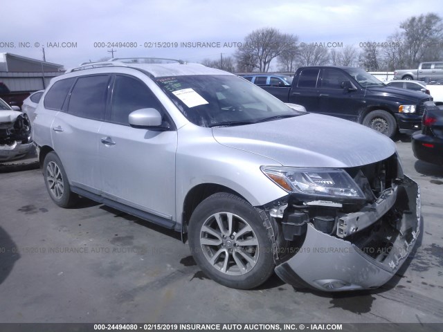 5N1AR2MN4DC679556 - 2013 NISSAN PATHFINDER S/SV/SL/PLATINUM SILVER photo 1