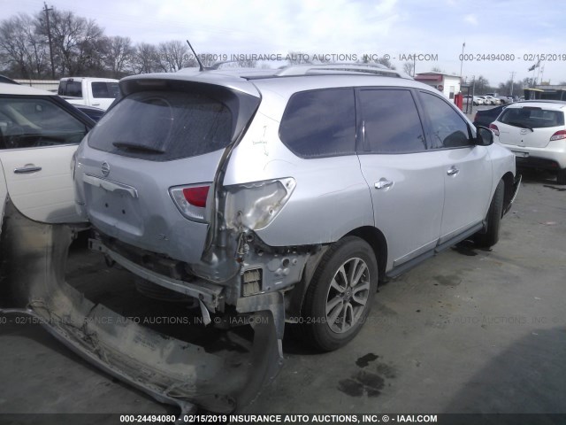 5N1AR2MN4DC679556 - 2013 NISSAN PATHFINDER S/SV/SL/PLATINUM SILVER photo 4