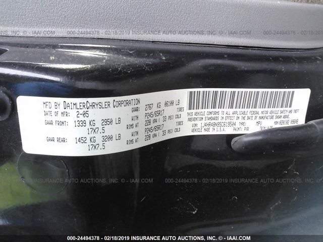 1J4HR48N95C619504 - 2005 JEEP GRAND CHEROKEE LAREDO/COLUMBIA/FREEDOM 黑色 照片 9