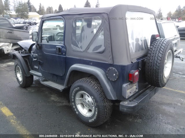 1J4FA49S4YP754888 - 2000 JEEP WRANGLER / TJ SPORT BLUE photo 3