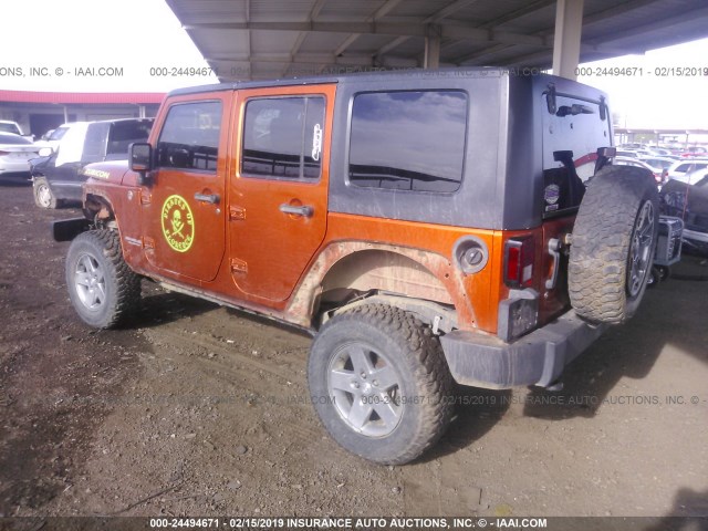 1J4BA6H19BL634120 - 2011 JEEP WRANGLER UNLIMITE RUBICON ORANGE photo 3