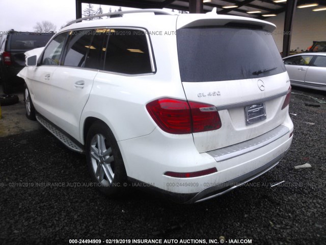 4JGDF6EE9FA477211 - 2015 MERCEDES-BENZ GL 450 4MATIC WHITE photo 3