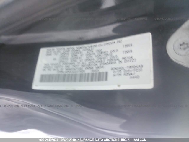 5TENL42N53Z207906 - 2003 TOYOTA TACOMA BLACK photo 9