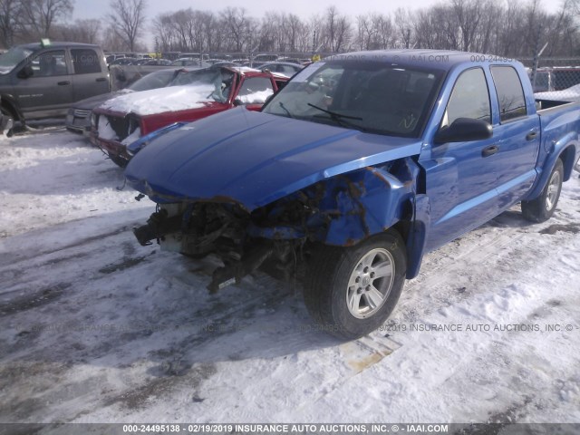 1D7HW48K78S520877 - 2008 DODGE DAKOTA QUAD SLT BLUE photo 2