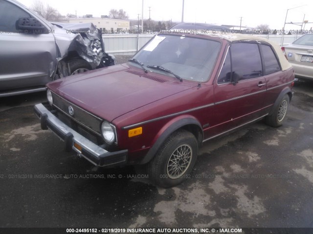 WVWCA0155FK015255 - 1985 VOLKSWAGEN GOLF CABRIOLET DLX RED photo 2