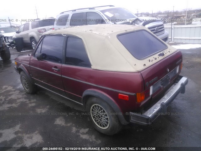 WVWCA0155FK015255 - 1985 VOLKSWAGEN GOLF CABRIOLET DLX RED photo 3