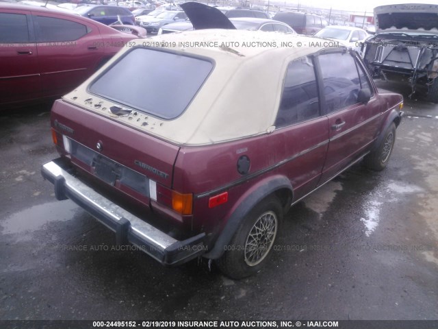 WVWCA0155FK015255 - 1985 VOLKSWAGEN GOLF CABRIOLET DLX RED photo 4