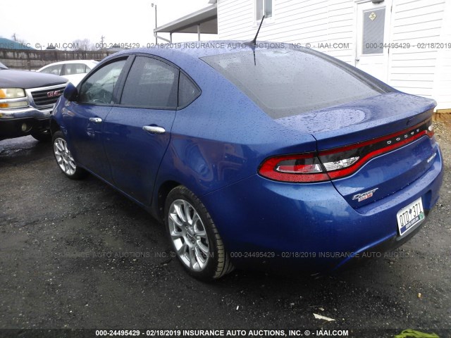 1C3CDFCA9DD124053 - 2013 DODGE DART LIMITED/R/T BLUE photo 3