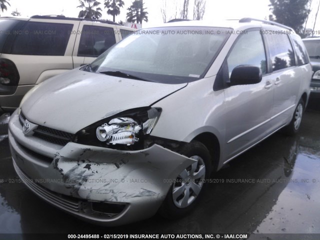 5TDZA23C15S255220 - 2005 TOYOTA SIENNA CE/LE SILVER photo 2