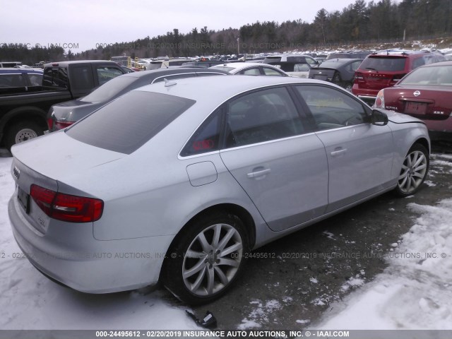 WAUHFAFL7DN027937 - 2013 AUDI A4 PREMIUM PLUS SILVER photo 4