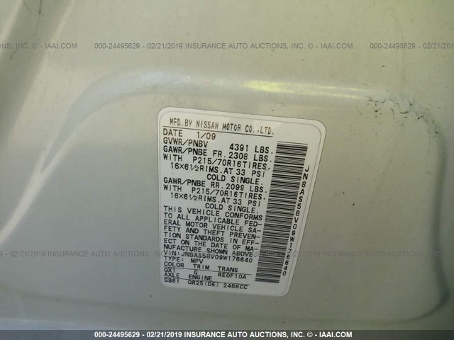 JN8AS58V09W176640 - 2009 NISSAN ROGUE S/SL Ağ foto 9