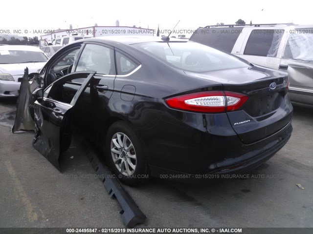 3FA6P0G77GR215383 - 2016 FORD FUSION S BLACK photo 3