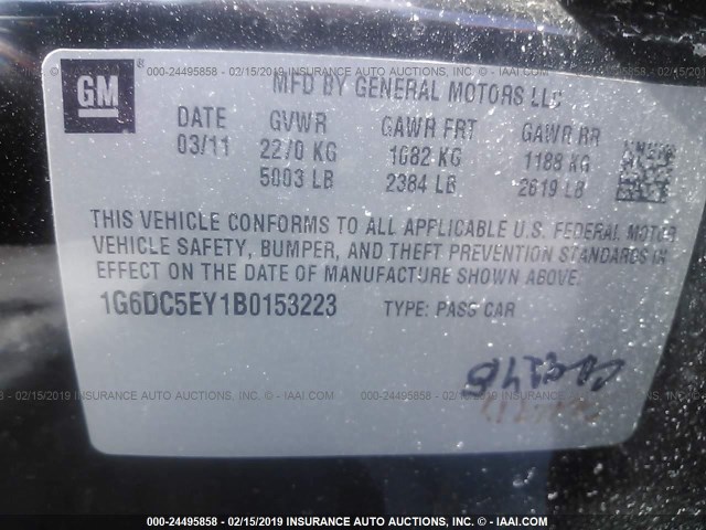 1G6DC5EY1B0153223 - 2011 CADILLAC CTS 黑色 照片 9