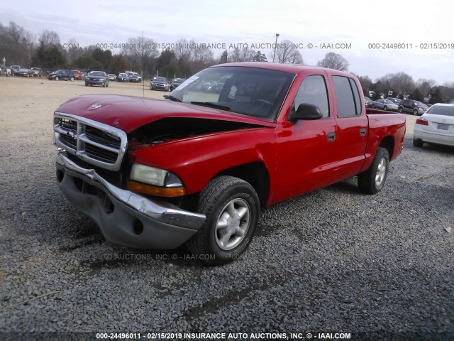 1B7GL2AN9YS690150 - 2000 DODGE DAKOTA QUAD RED photo 2