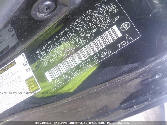 JTKJF5C71E3072767 - 2014 TOYOTA SCION TC BLACK photo 9