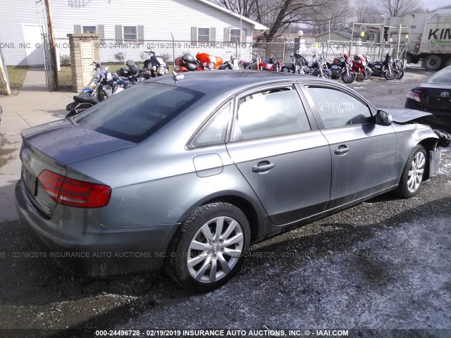 WAUBFAFL6CN004539 - 2012 AUDI A4 PREMIUM GRAY photo 4