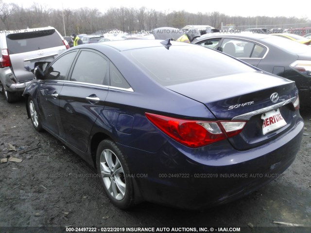 5NPEC4AC7DH605588 - 2013 HYUNDAI SONATA SE/LIMITED BLUE photo 3