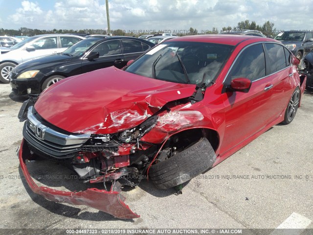 1HGCR2F15HA038684 - 2017 HONDA ACCORD SPORT SPECIAL EDITION RED photo 2