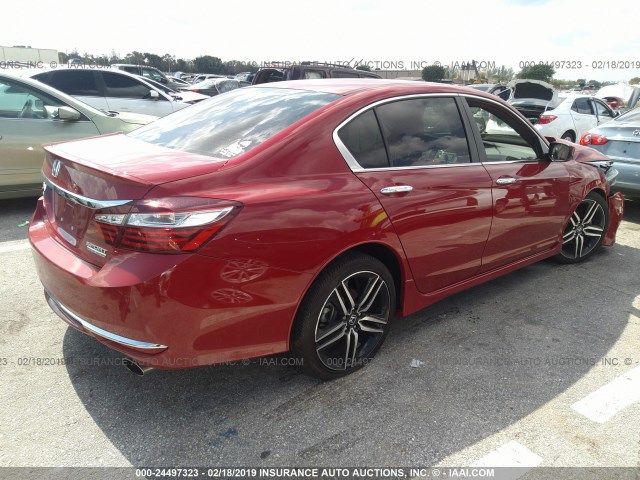 1HGCR2F15HA038684 - 2017 HONDA ACCORD SPORT SPECIAL EDITION RED photo 4