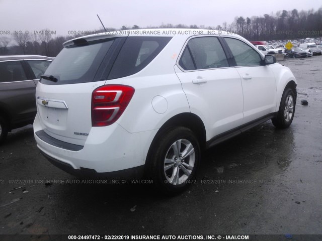 2GNALBEK8G6324727 - 2016 CHEVROLET EQUINOX LS WHITE photo 4