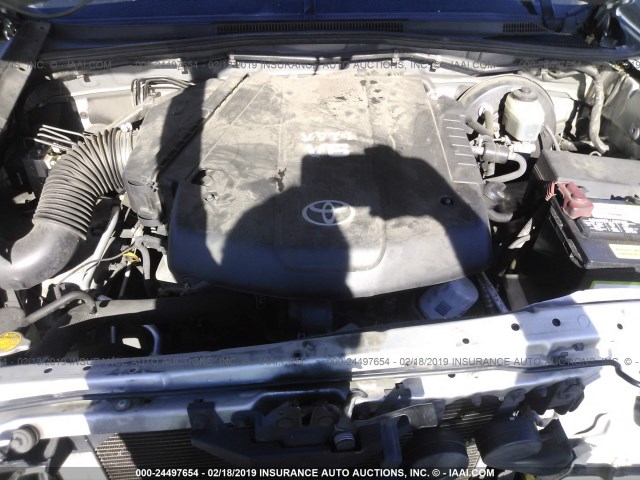 3TMJU62NX8M061160 - 2008 TOYOTA TACOMA DOUBLE CAB PRERUNNER SILVER photo 10