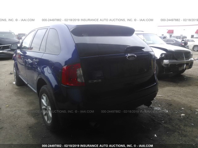 2FMDK3GC1EBB63545 - 2014 FORD EDGE SE BLUE photo 3