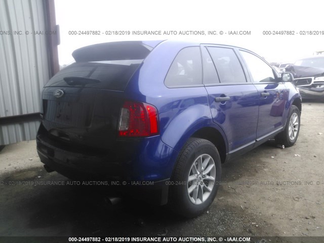 2FMDK3GC1EBB63545 - 2014 FORD EDGE SE BLUE photo 4