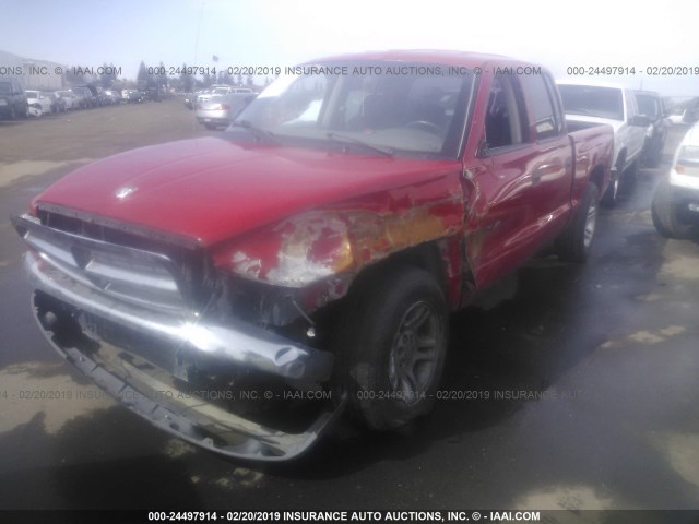 1B7HL2AN51S268760 - 2001 DODGE DAKOTA QUAD RED photo 2