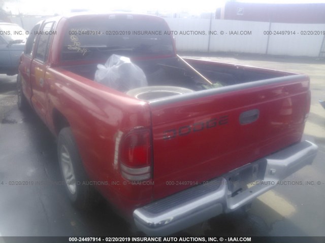 1B7HL2AN51S268760 - 2001 DODGE DAKOTA QUAD RED photo 3