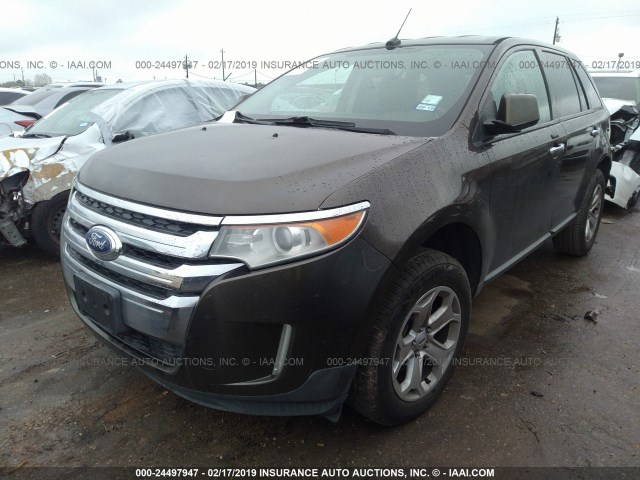 2FMDK3JC4BBA13126 - 2011 FORD EDGE SEL GRAY photo 2