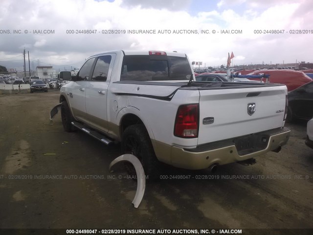 1C6RD7PT9CS274785 - 2012 DODGE RAM 1500 LONGHORN WHITE photo 3