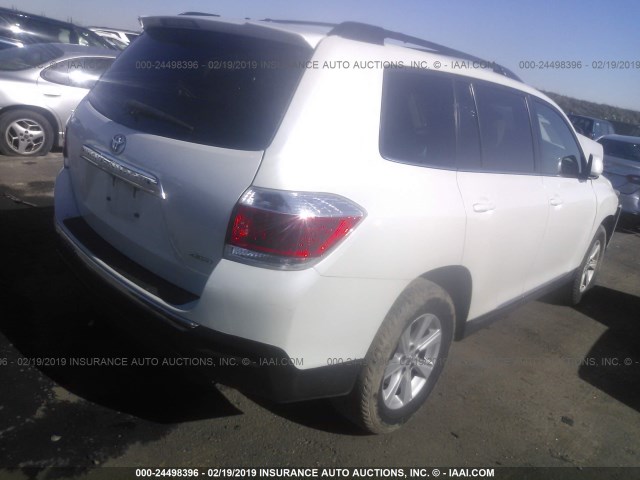 5TDBK3EH3CS094055 - 2012 TOYOTA HIGHLANDER SE WHITE photo 4