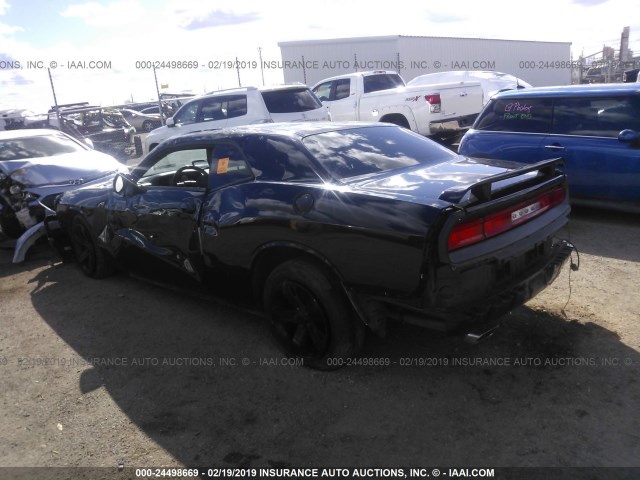 2C3CDYAG2DH507581 - 2013 DODGE CHALLENGER SXT BLACK photo 3