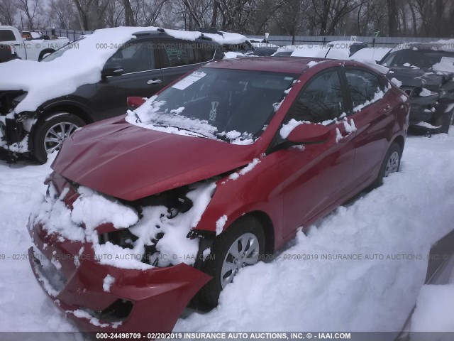 KMHCT4AE7GU109169 - 2016 HYUNDAI ACCENT SE RED photo 2