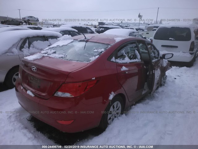 KMHCT4AE7GU109169 - 2016 HYUNDAI ACCENT SE RED photo 4