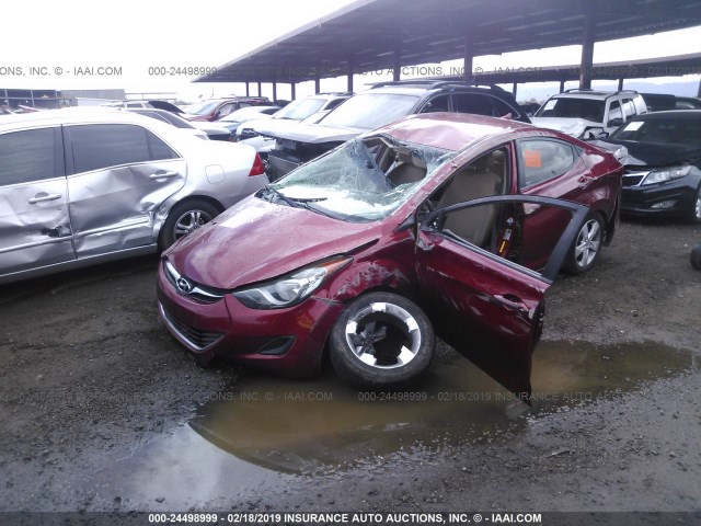 5NPDH4AE1DH361158 - 2013 HYUNDAI ELANTRA GLS/LIMITED RED photo 2