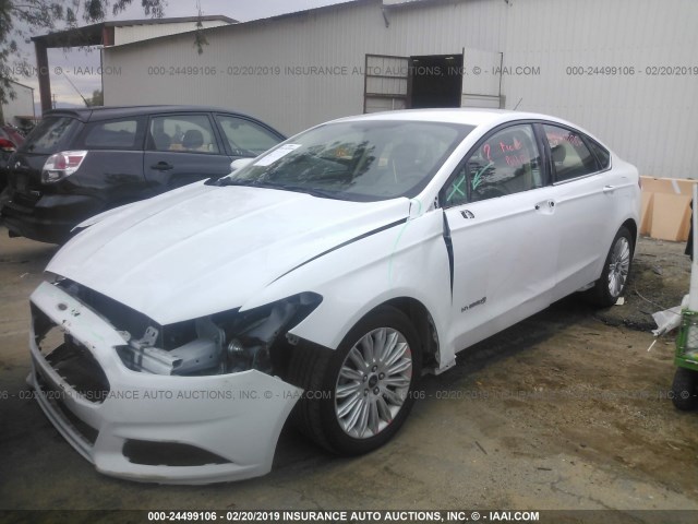 3FA6P0LU1ER316783 - 2014 FORD FUSION SE HYBRID WHITE photo 2