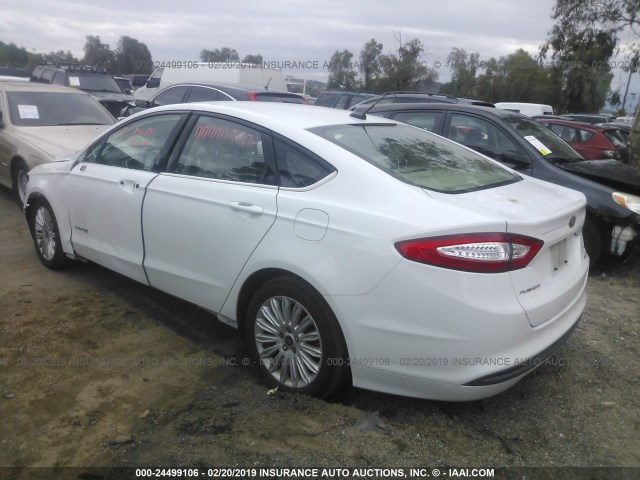 3FA6P0LU1ER316783 - 2014 FORD FUSION SE HYBRID WHITE photo 3