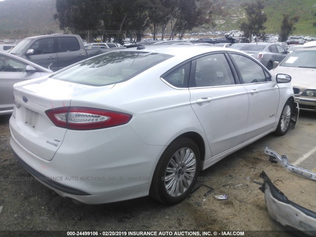 3FA6P0LU1ER316783 - 2014 FORD FUSION SE HYBRID WHITE photo 4