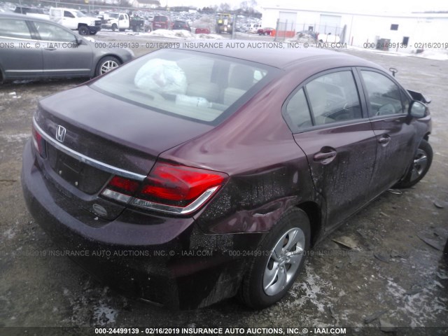 19XFB2F52DE029144 - 2013 HONDA CIVIC LX MAROON photo 4