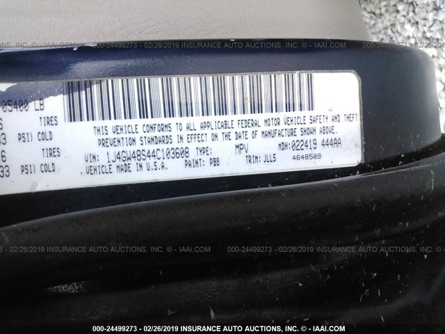 1J4GW48S44C103608 - 2004 JEEP GRAND CHEROKEE LAREDO/COLUMBIA/FREEDOM 深蓝色 照片 9