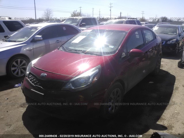 KNADM4A3XF6420616 - 2015 KIA RIO LX RED photo 2