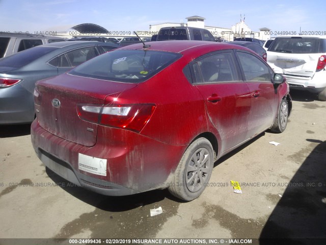 KNADM4A3XF6420616 - 2015 KIA RIO LX RED photo 4