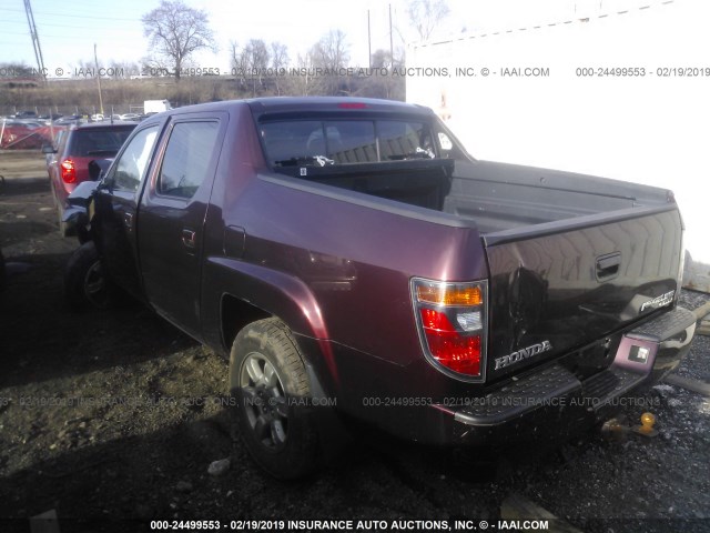 2HJYK16348H538627 - 2008 HONDA RIDGELINE RTX MAROON photo 3