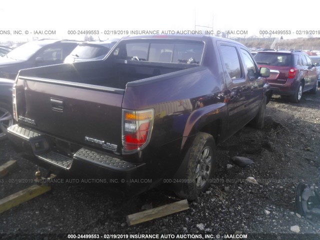 2HJYK16348H538627 - 2008 HONDA RIDGELINE RTX MAROON photo 4