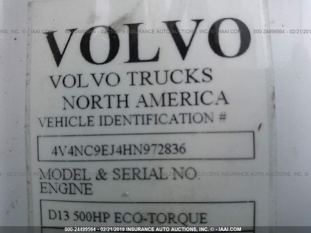 4V4NC9EJ4HN972836 - 2017 VOLVO VNL Unknown photo 9